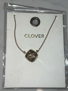 Clover Gold-Tone Necklace with Leopard Print Pendant